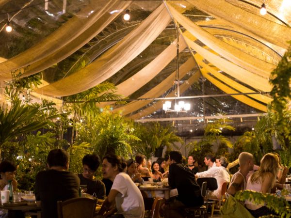 seating area in a tent