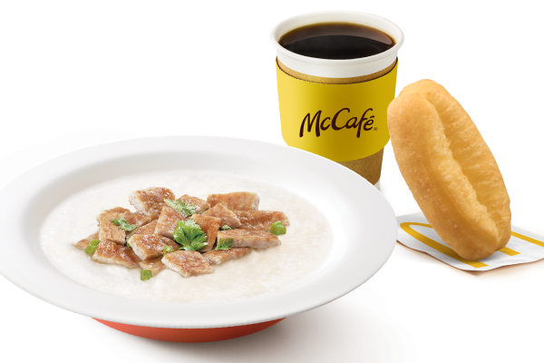 Chao Tem Im Pork, inclusing McPork Porridge, McPatongko, drink